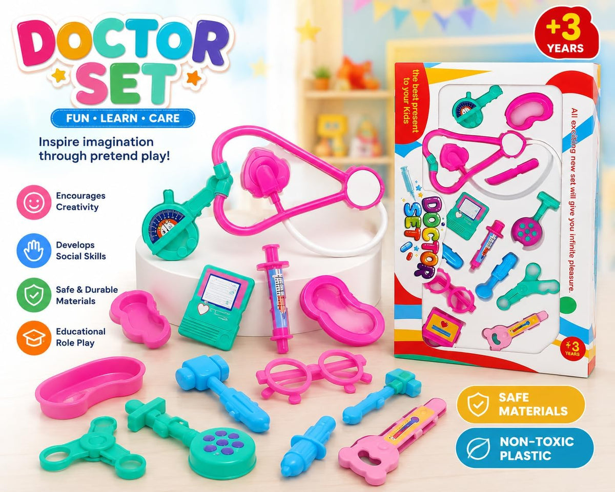 12-Piece Children's Doctor Set, Multicolor Plastic
