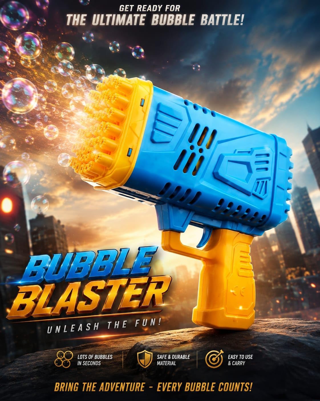 Automatic multi-nozzle bubble gun (bubble blaster)