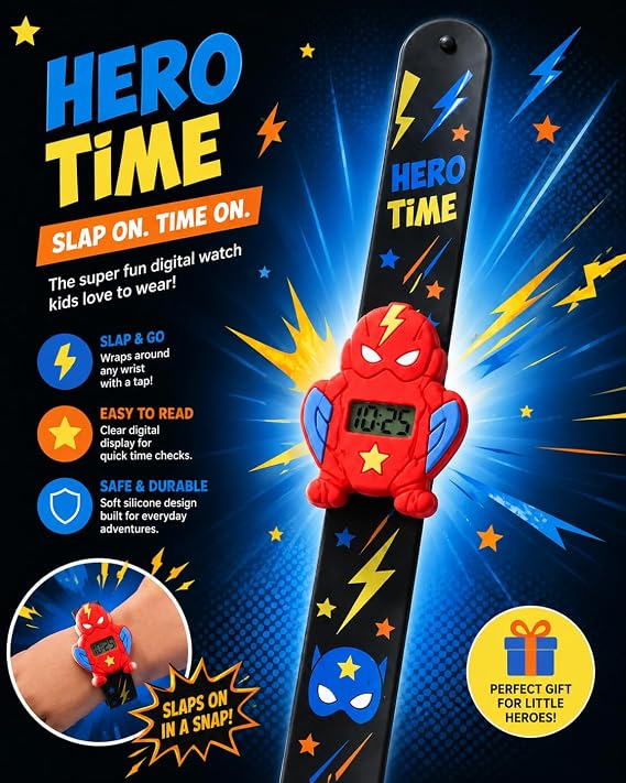 Kids' LED silicone slap-on digital watch