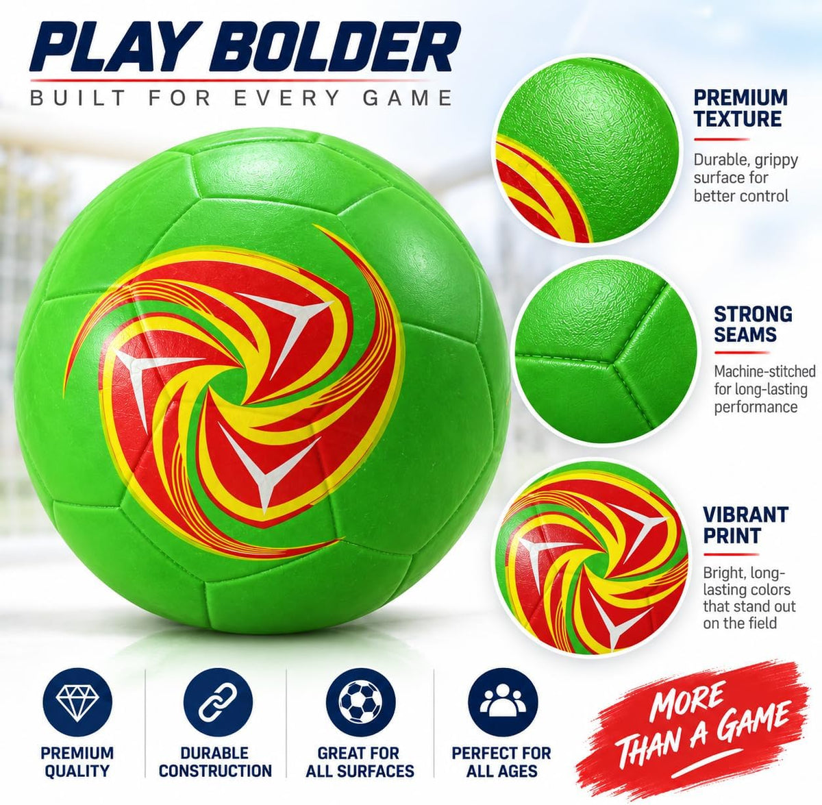 Professional waterproof synthetic leather soccer ball for training and matches
