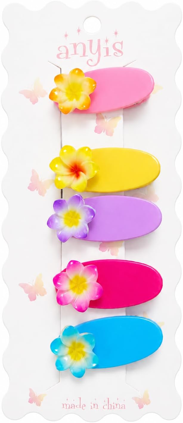Set of 5 tropical flower hair clips