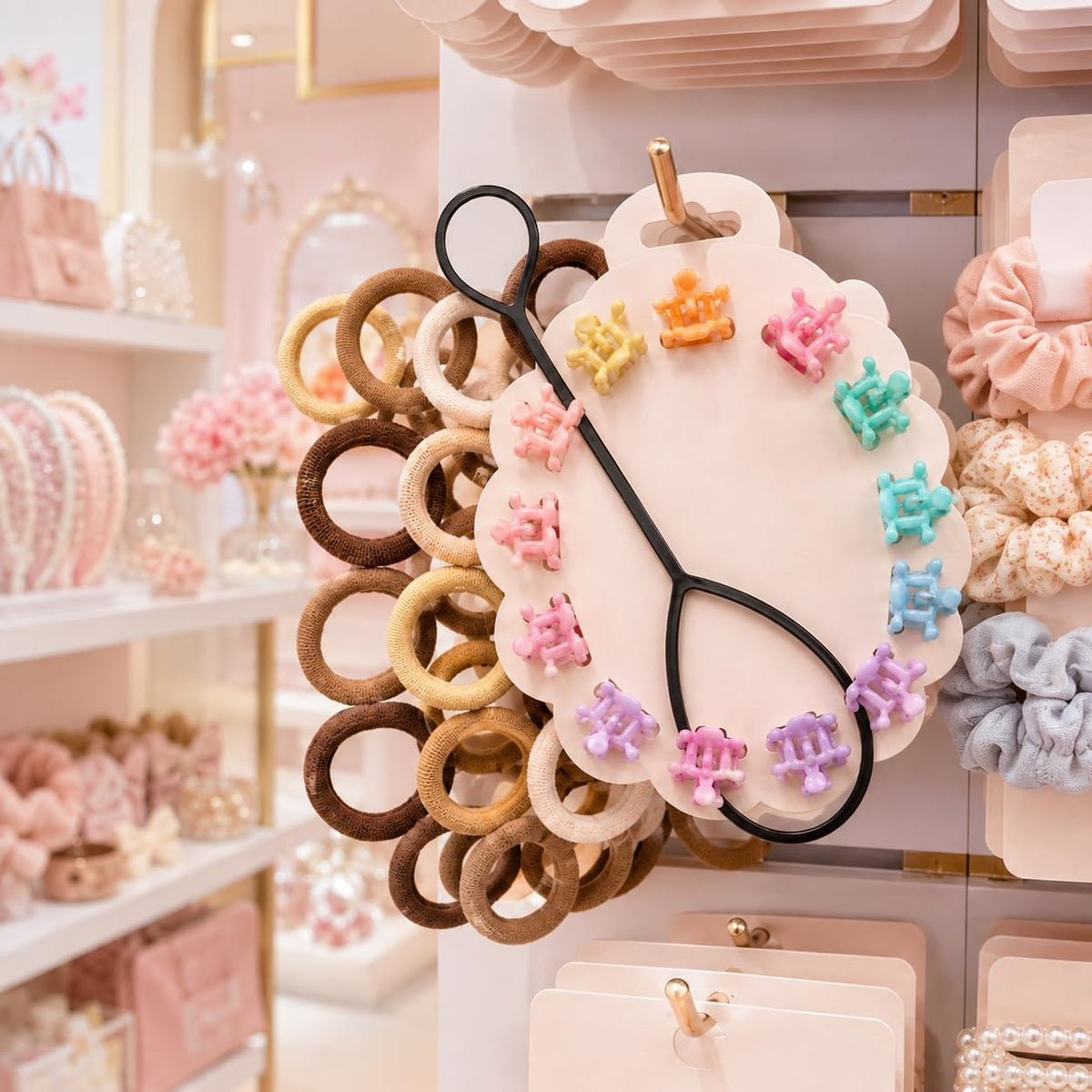 3-in-1 Hair Accessory Set - Contains elastic hair ties, small colorful hair clips, and a professional styling tool, perfect for all hair types and daily hairstyles (ideal for women and girls) (Dark Colors)