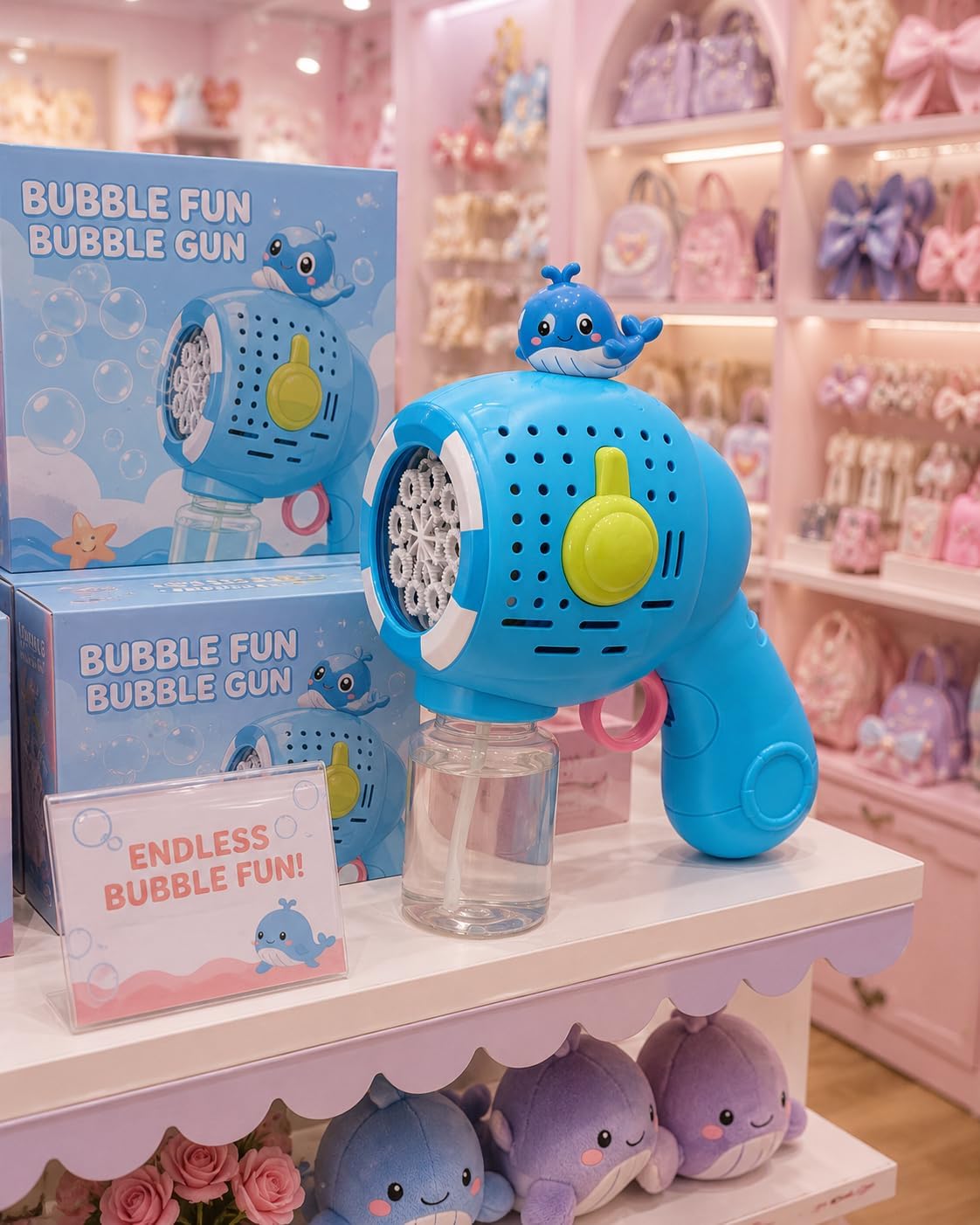 Automatic bubble gun with multiple holes and lighting