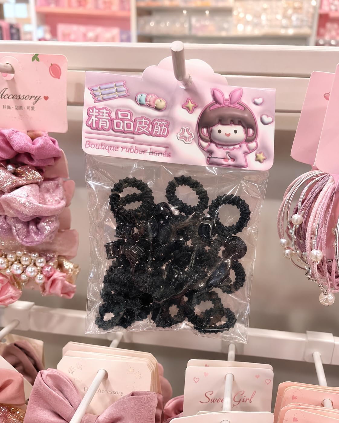 High-quality elastic hair ties for girls and women, black elastic hair bands that do not cause tangling or hair damage, durable hair ties with a strong design for daily use and school (multi-pack)