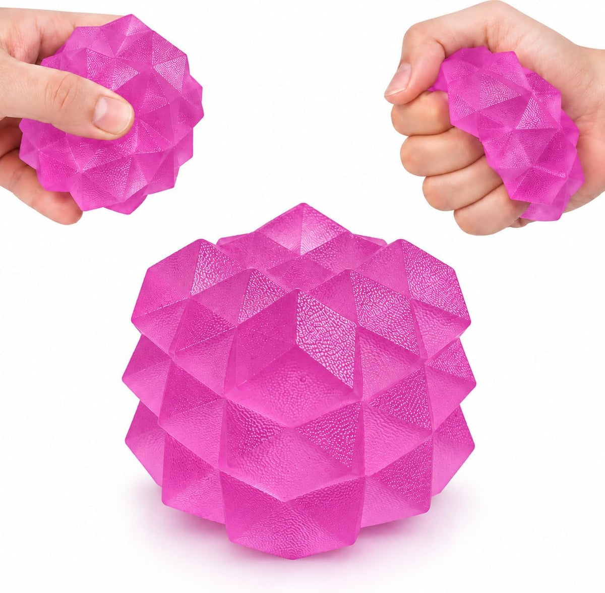 Flexible Geometric Stress Ball for Relaxation and Stress Relief, Anti-Stress Ball to Improve Focus - First Choice - Purple