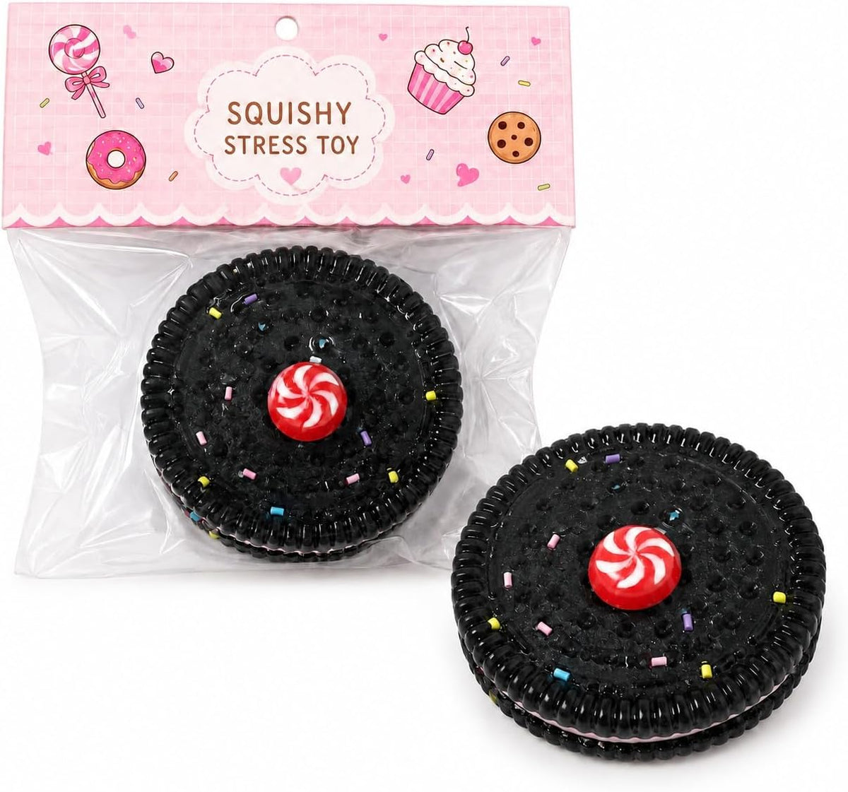 One-piece flexible biscuit-shaped stress toy