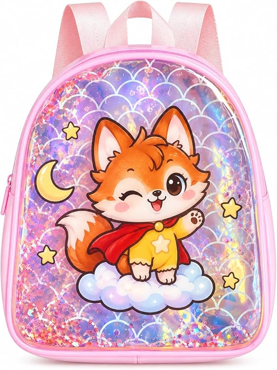 Adjustable clear water-filled sequin children's backpack