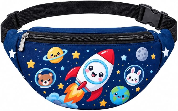 Cartoon-design shoulder and waist bag with an adjustable strap