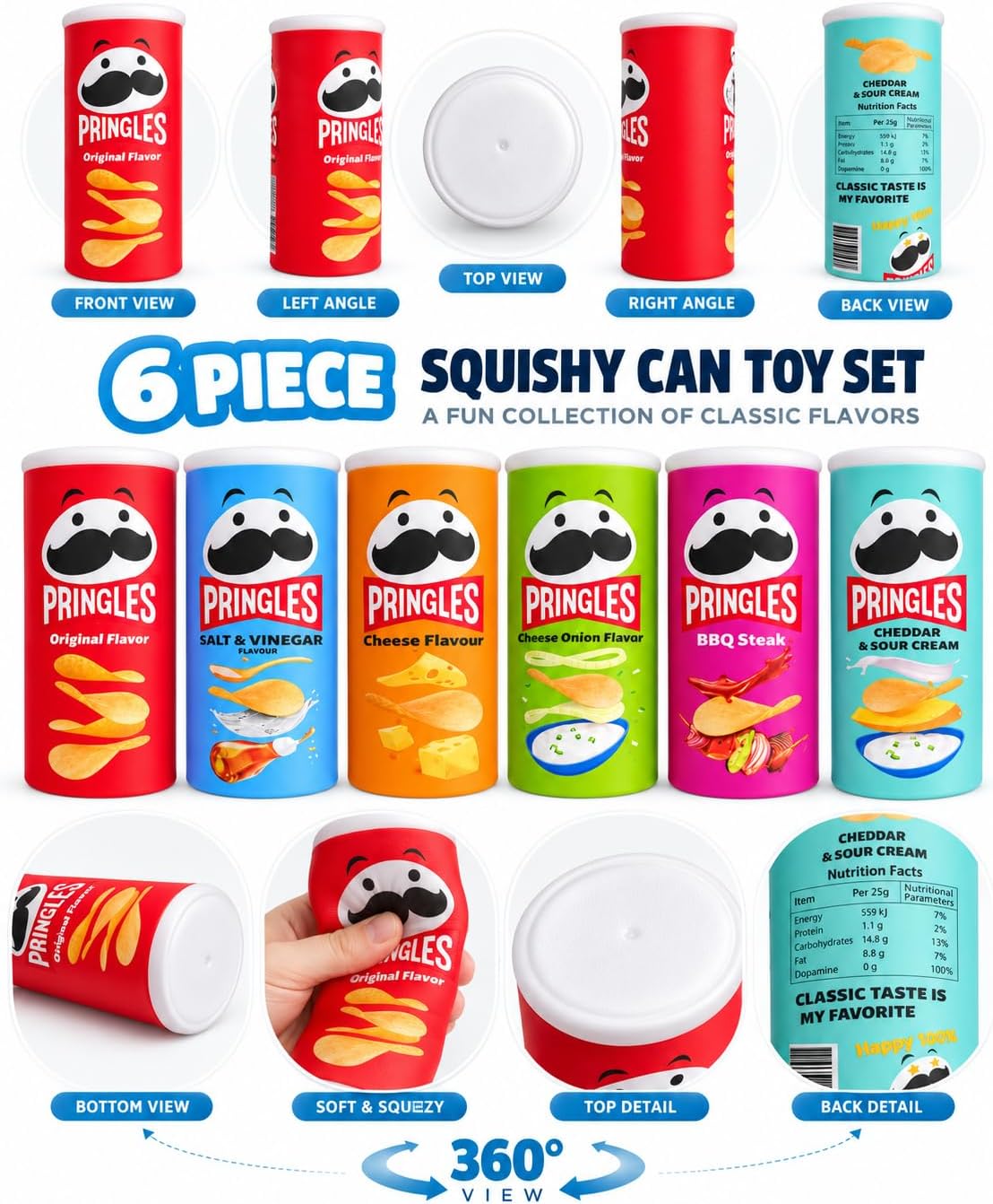 First Choice Soft Squishy Pringles-Shaped Anti-Stress and Anxiety Toy - 1 Piece in Assorted Colors and Shapes (Height 14 cm x Width 5 cm)