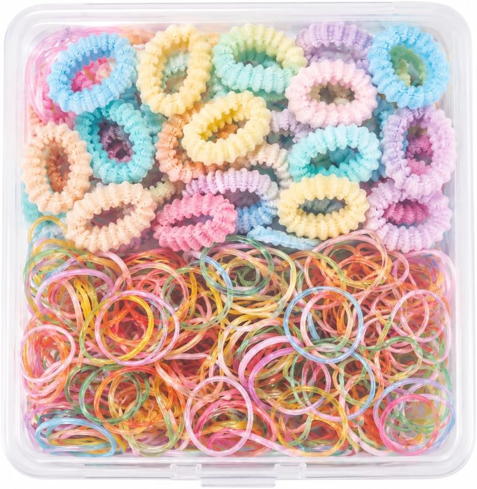 Transparent and fabric hair tie set with storage box