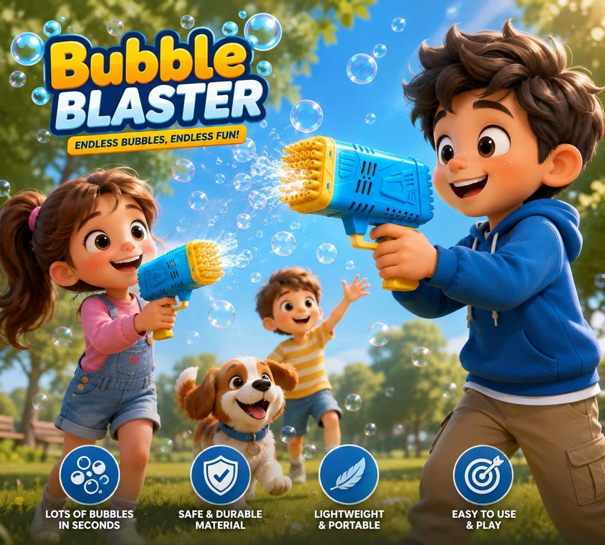 Automatic multi-nozzle bubble gun (bubble blaster)
