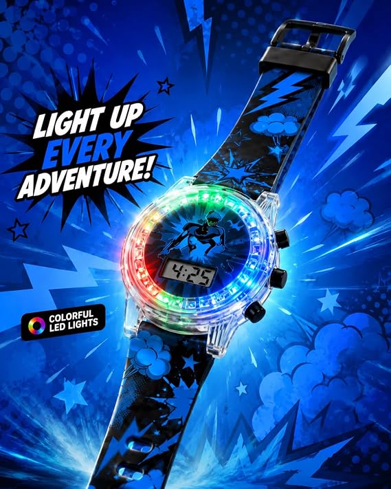 Kids' digital watch with a silicone strap and cartoon design