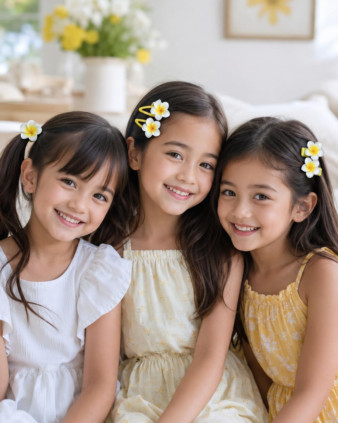 6-piece flower design hair accessories pack (yellow)