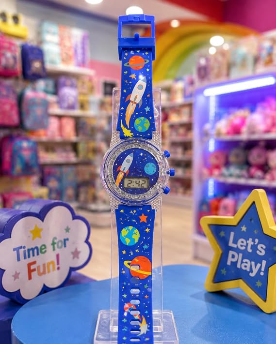 Digital watch for kids with a silicone strap and luminous display