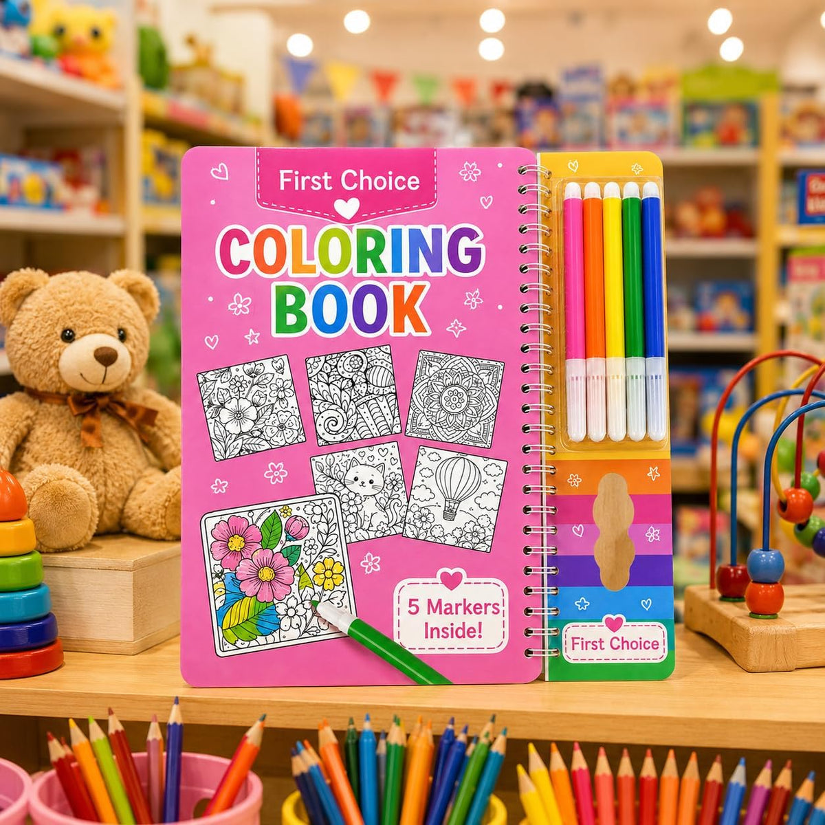 Coloring book with 5 crayons