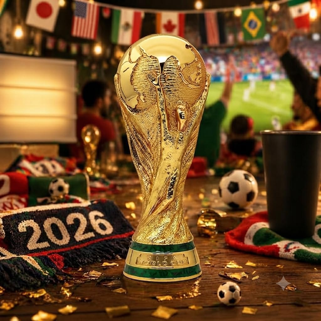 First Choice 37 cm FIFA World Cup Trophy Figure with Fine Details, for Desks and Rooms, for Sports Fans, 13 cm Wide, a Masterpiece