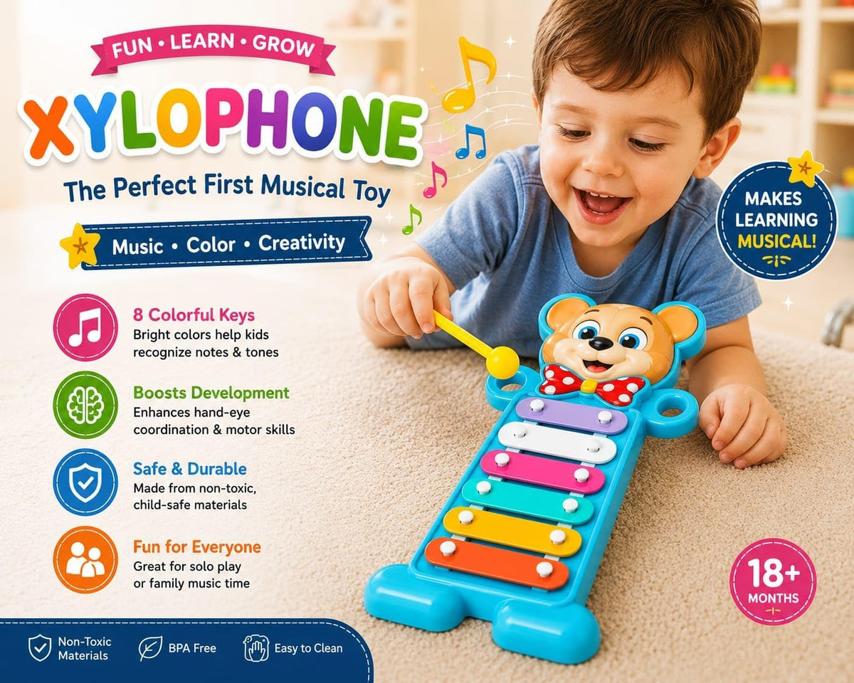 Lightweight bear-shaped musical xylophone for children