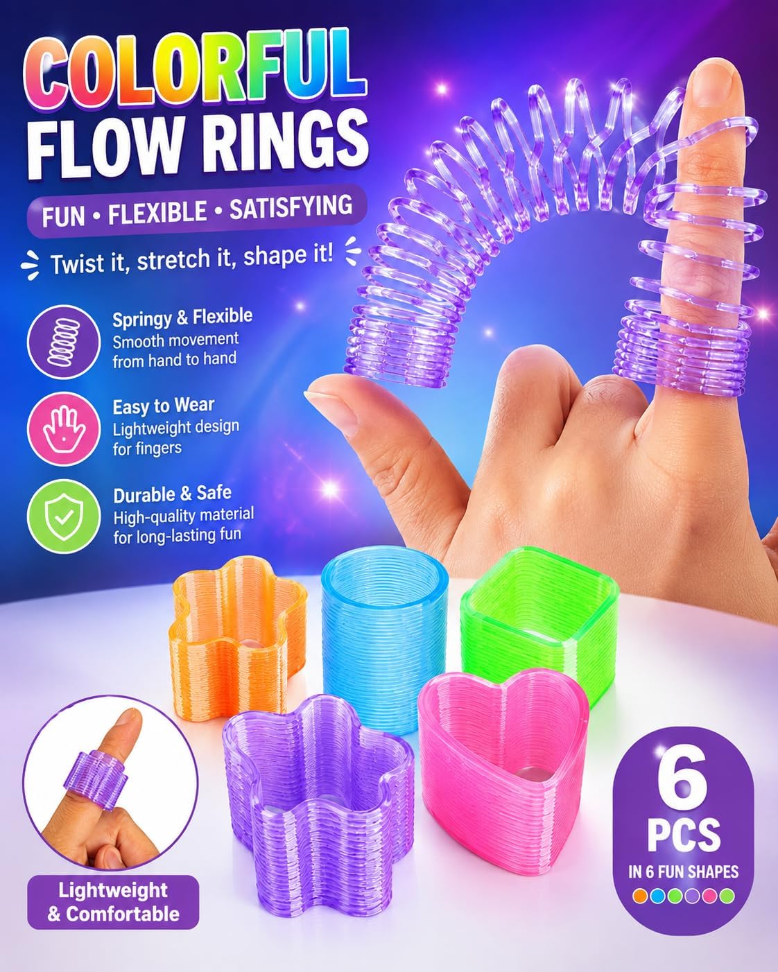 Colorful flexible plastic spring - 6 pieces
