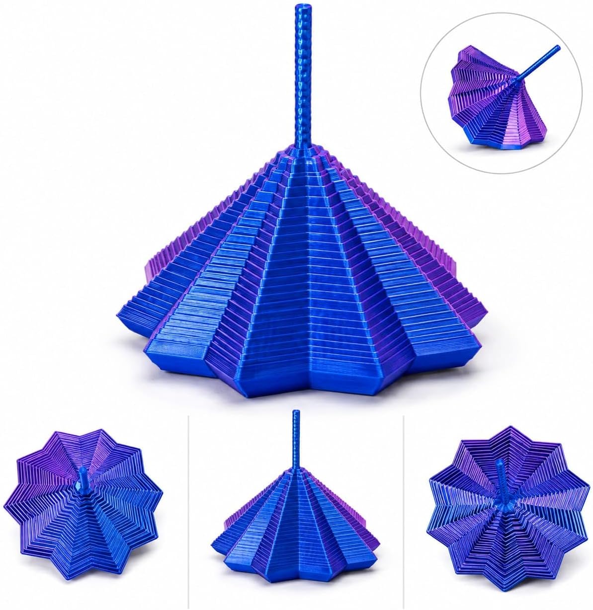 A glossy blue gradient 3D pyramid model
