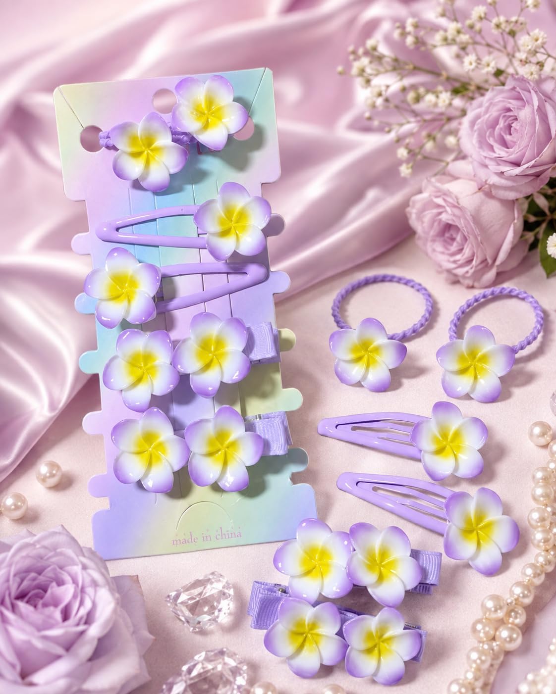 Pack of 6 floral hair accessories for girls (6 pieces)