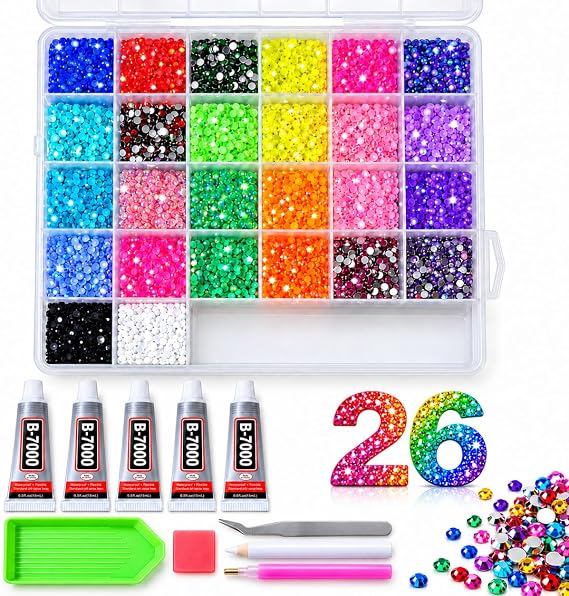 Bedazzling kit with 90,000 3mm rhinestones and setting tools