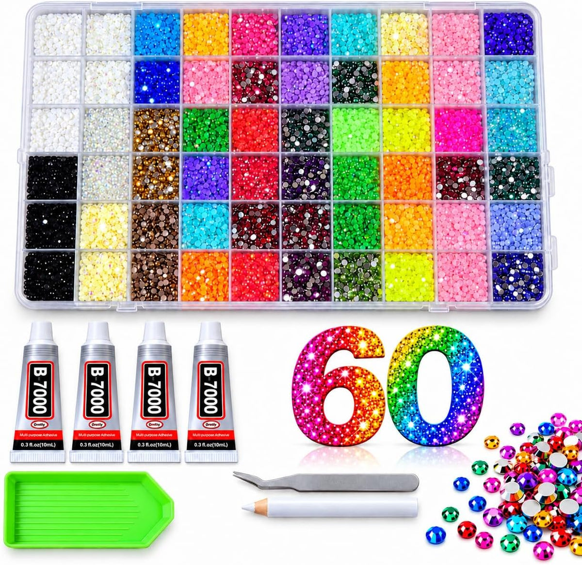 Bedazzling kit, 200,000 3mm rhinestones with setting tools