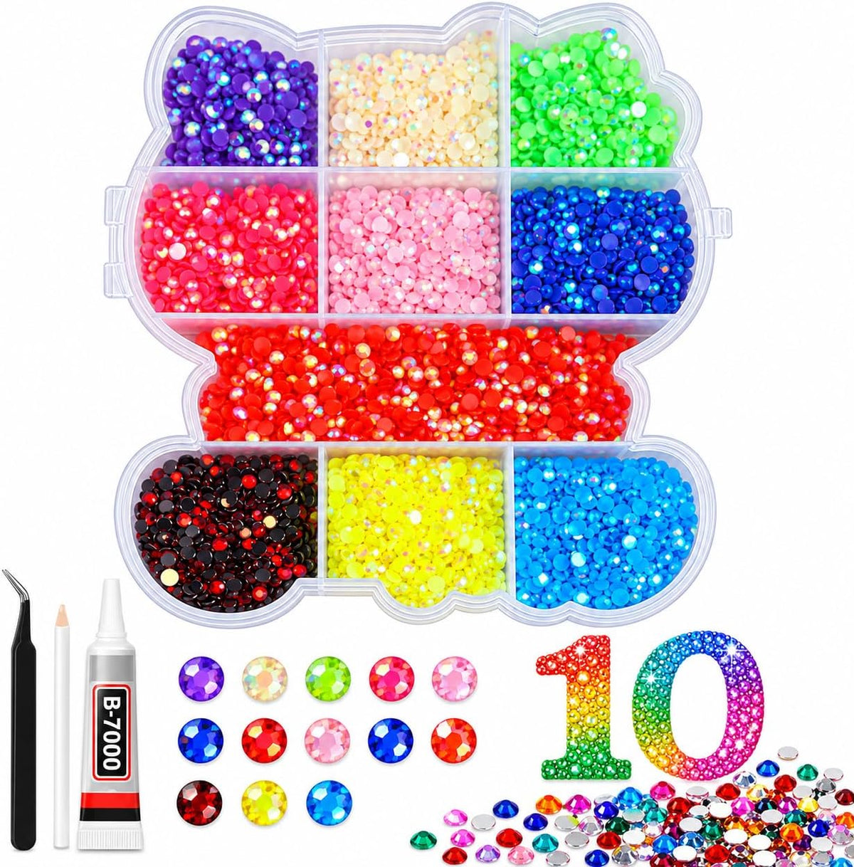10,000 pieces of 4mm multicolored rhinestones