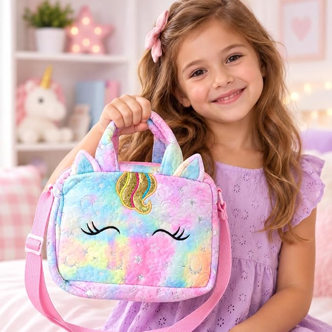 Girls' gradient shoulder bag with adjustable pink shoulder strap