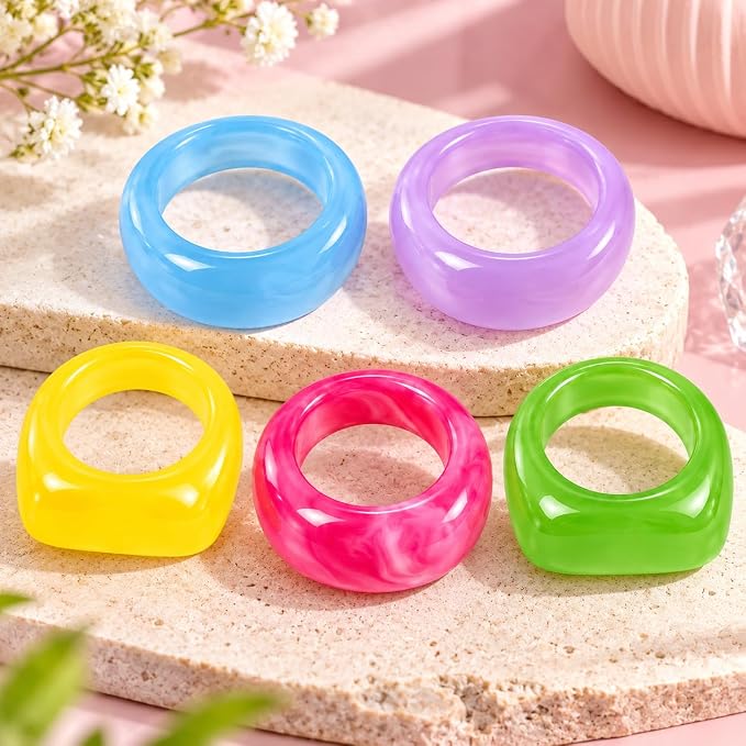 5-piece women's vibrant ring set