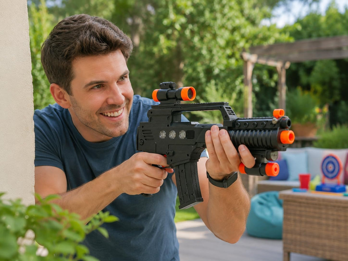 Interactive rifle with sound and light effects, laser scope, and a full tactical model—a recreational model for adult and youth competitions and hobbies