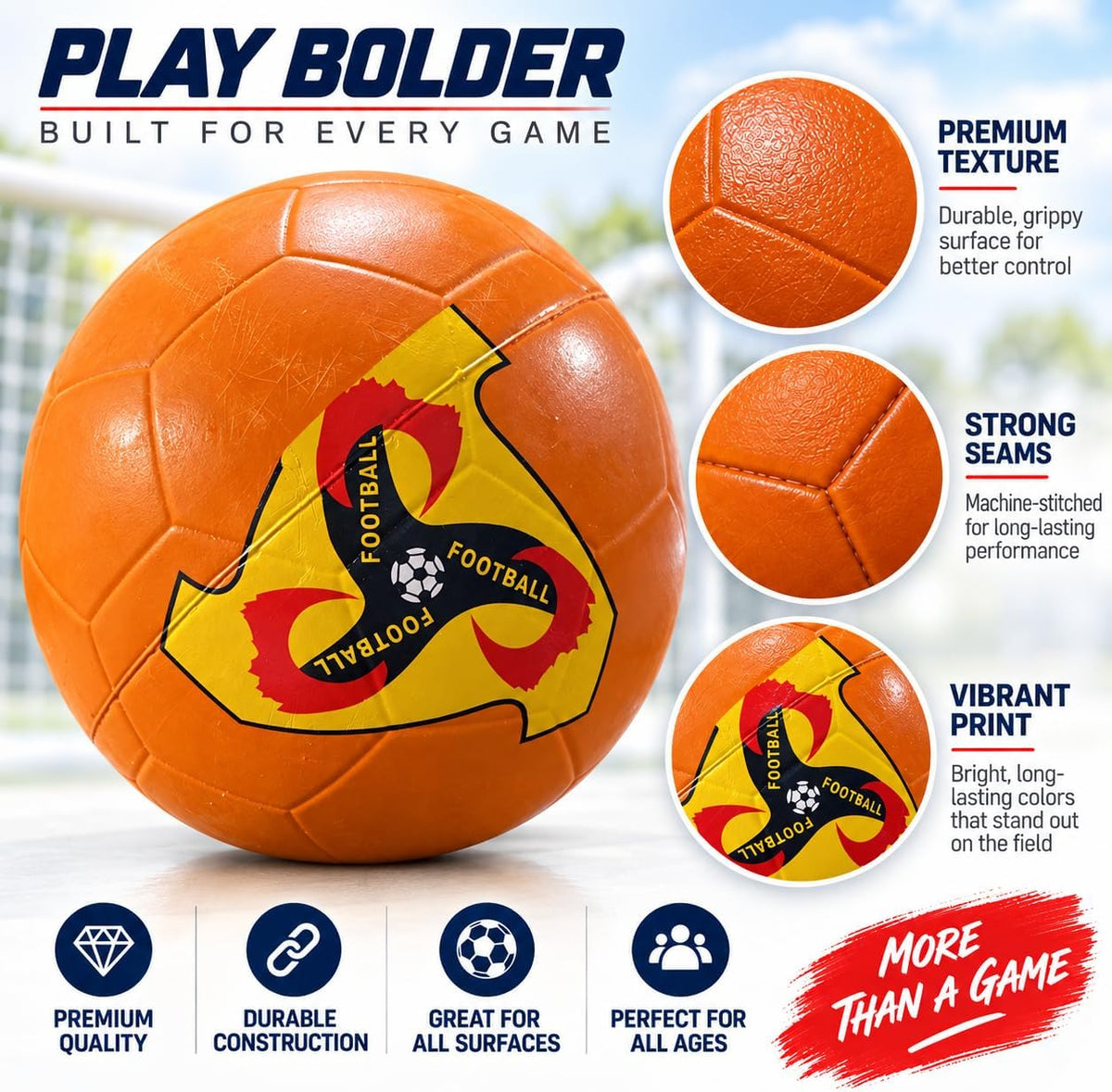 Professional waterproof synthetic leather soccer ball with a geometric design