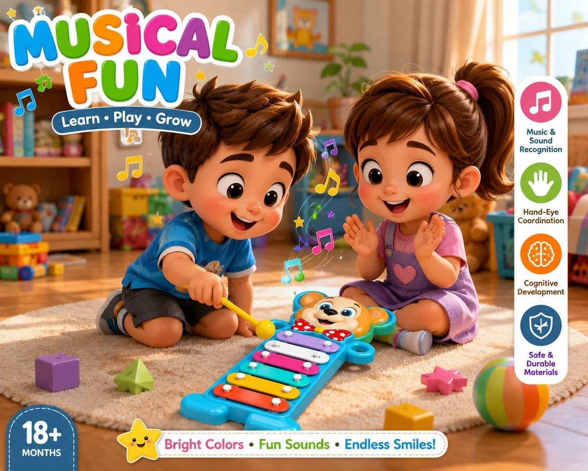 Lightweight bear-shaped musical xylophone for children