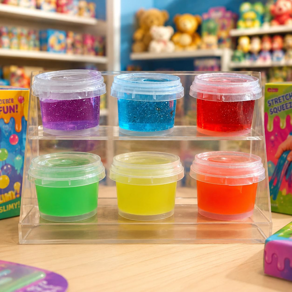 6 pieces in multiple colors of colored slime, a stretchy and safe sensory toy for squeezing and shaping from First Choice