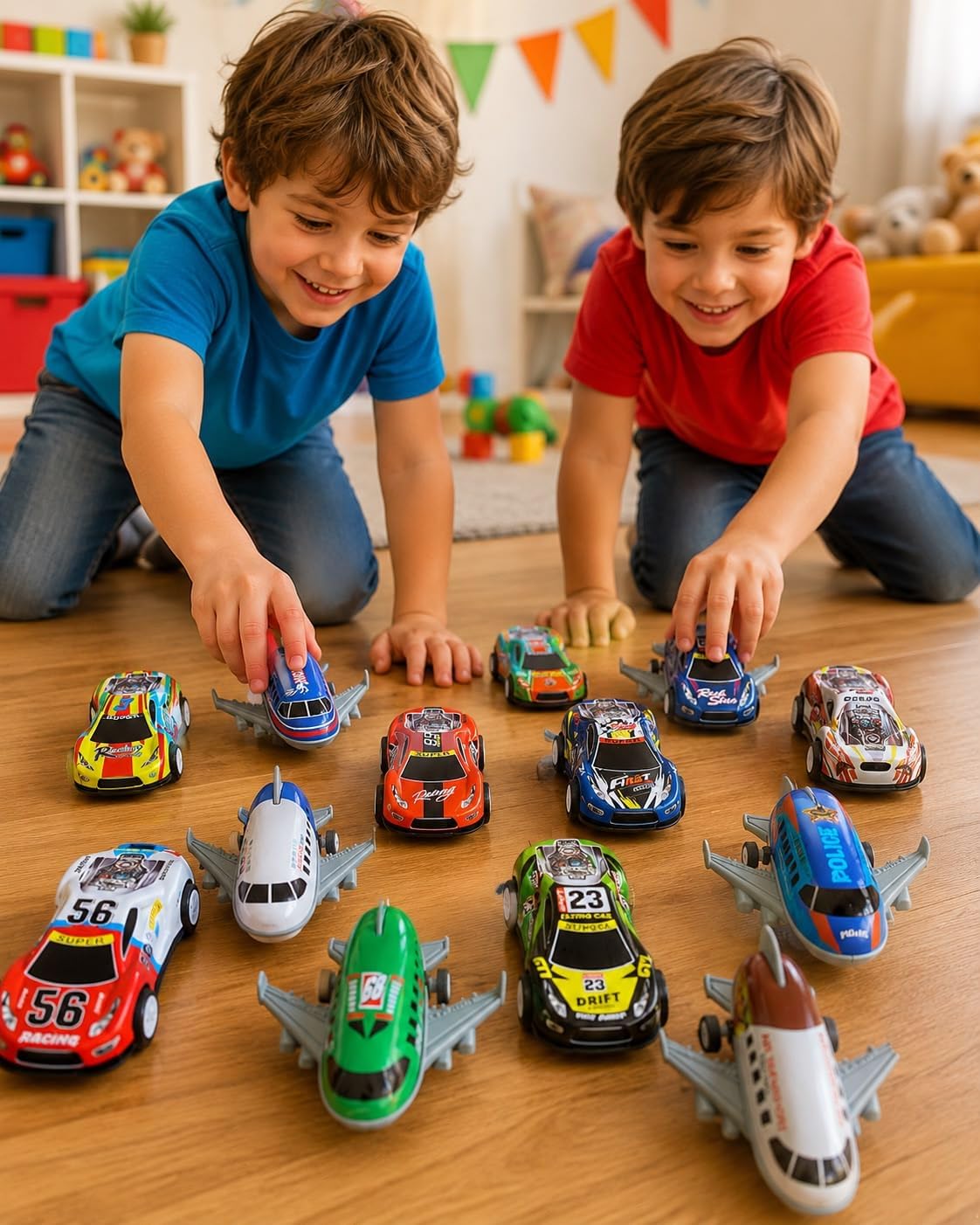 4-Piece Pull-Back Toy Set: Cars and Airplanes