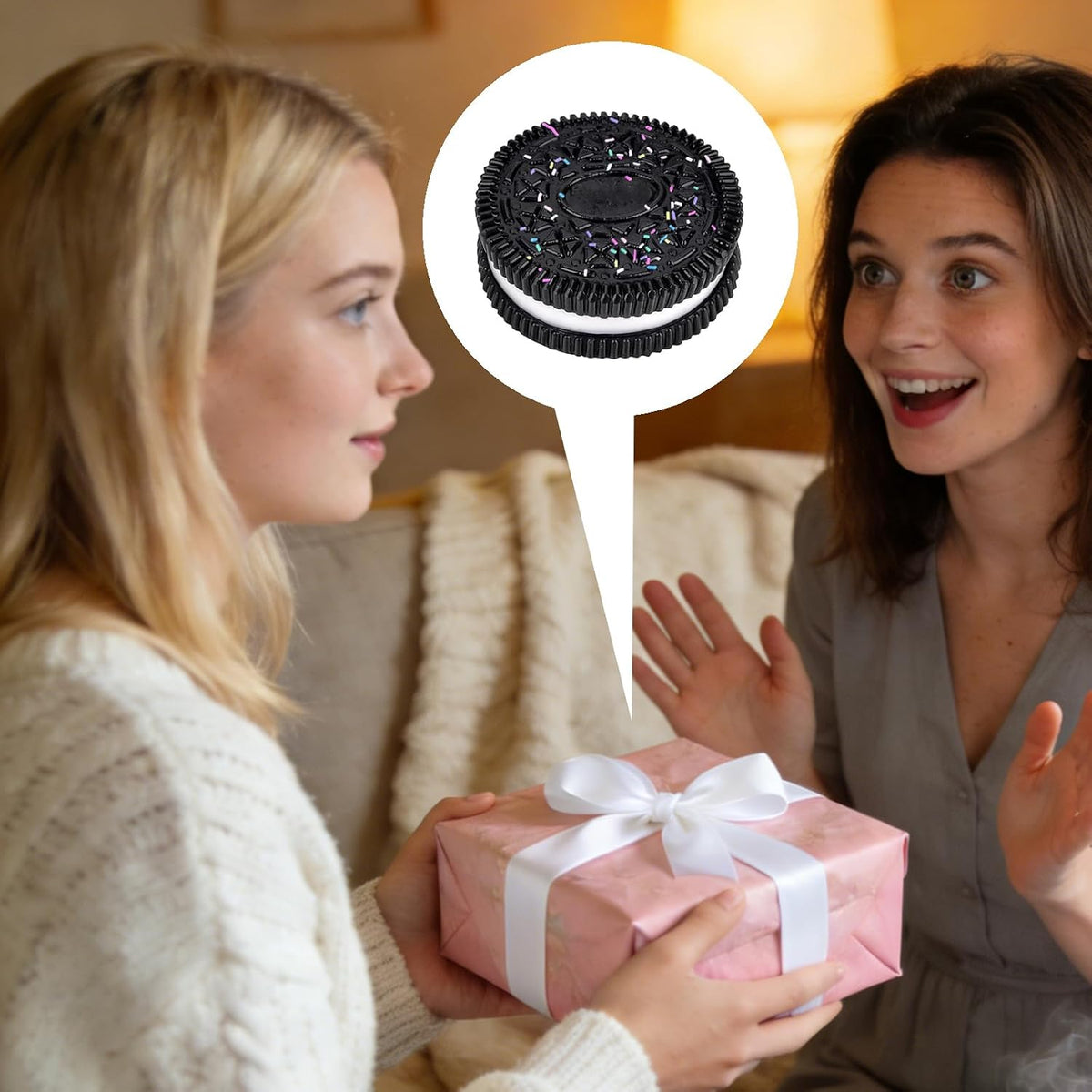 Fofo Sponge Cake Toy, Extra Large Sponge Cake, Taba Toy, Biscuit-Designed Squishy Stress-Relief Toy Set, Super Soft Pressure-Relief Toy, 12 cm Size (Black)