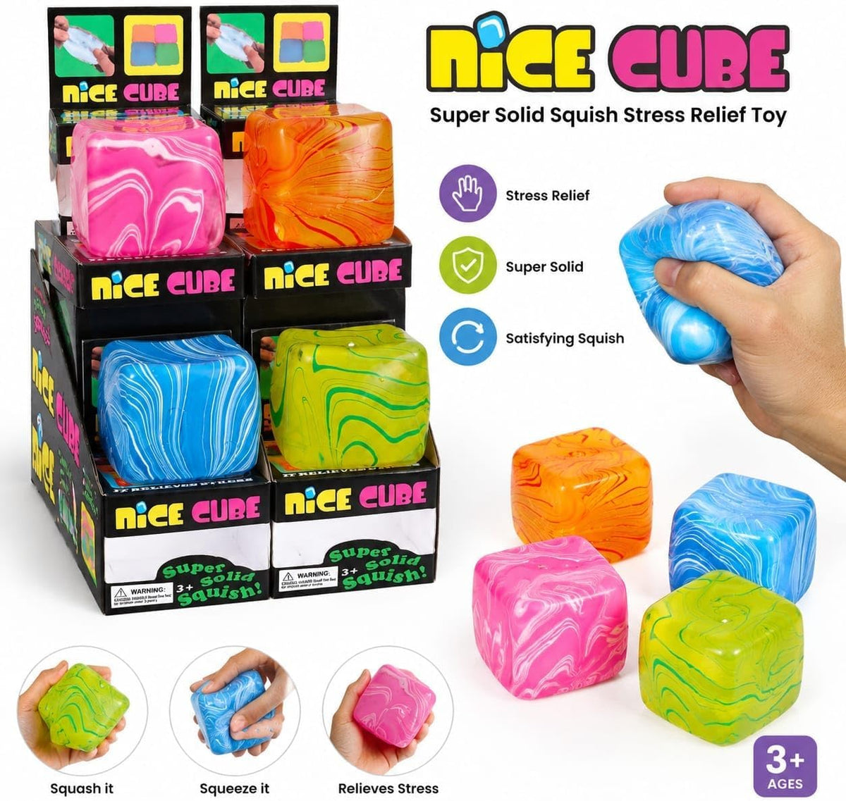 Flexible and stretchable anti-anxiety stress cube, 3.5×3.5 cm size