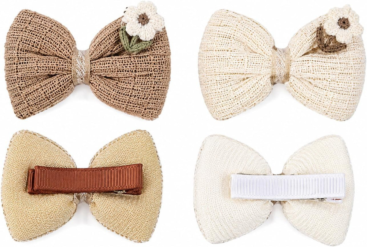 Set of women's hair ties made of handwoven natural linen, two pieces per set, fine handwoven texture, for everyday use, feminine touch, natural linen