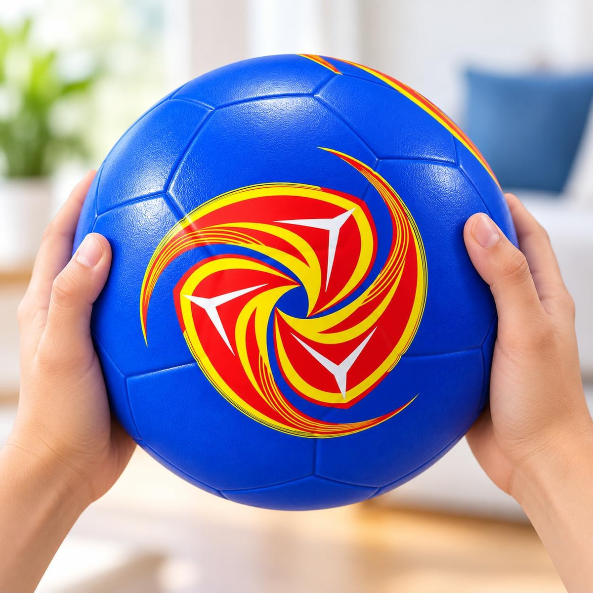 Professional synthetic leather waterproof soccer ball with geometric design