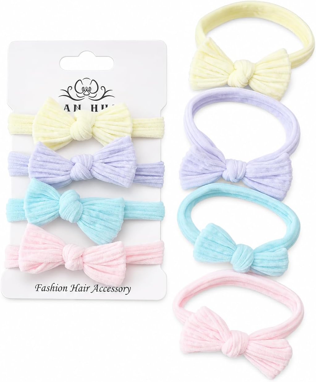 Set of 4 baby pastel bow headbands