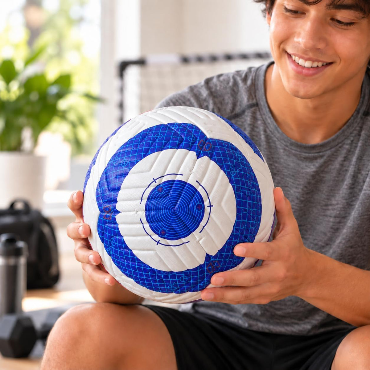 Professional football, durable waterproof leather with a geometric design