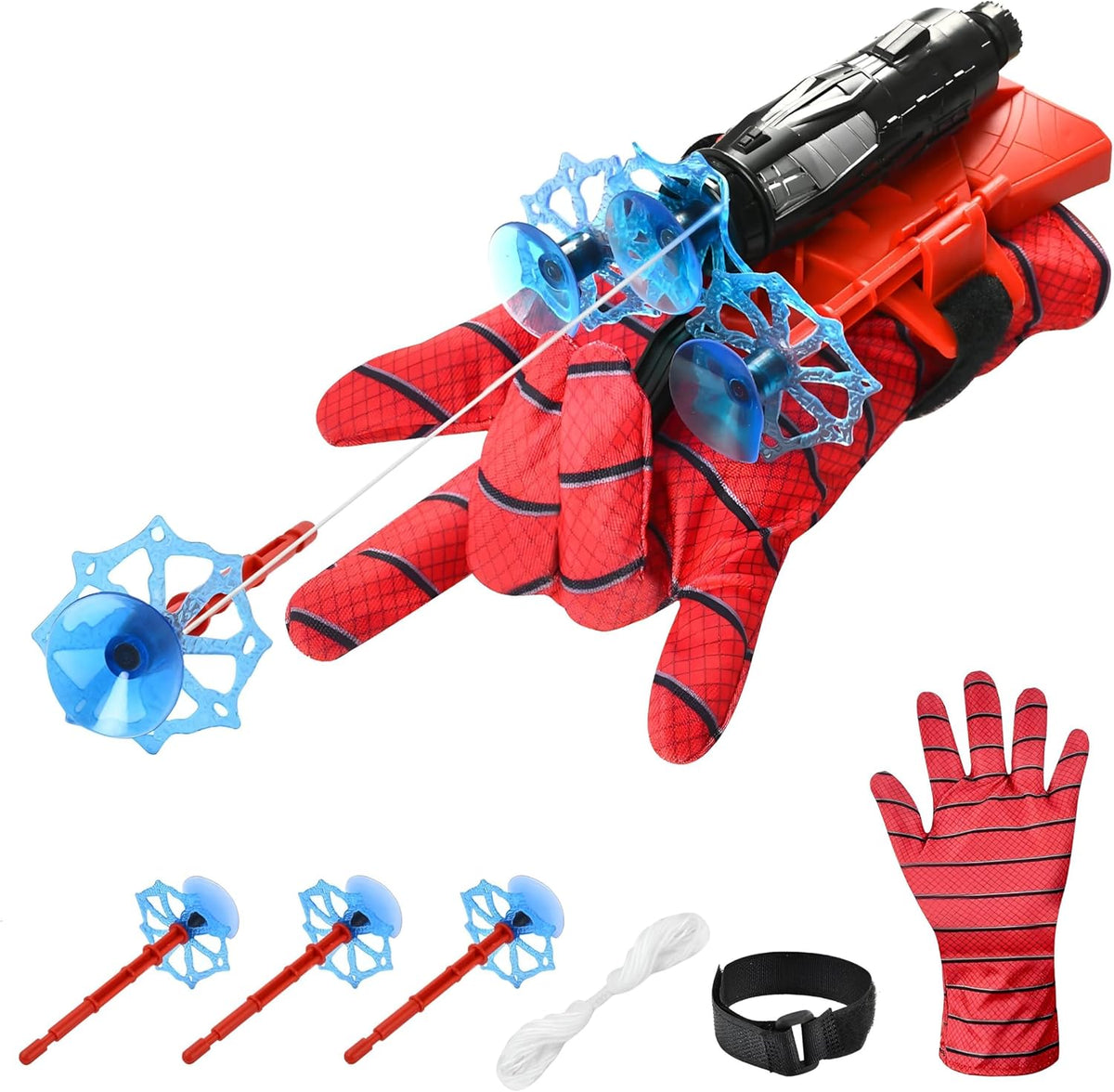 Spider-Man Web Shooter Toy for Kids - Superhero Wrist Launcher with 6 Multi-Colored Pieces, Safe Suction Cup Darts, and Gloves for Parties, Cosplay, and Interactive Play