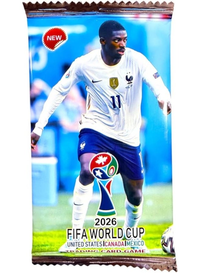 مجموعة بطاقات تداول لاعبي كرة القدم (كأس العالم 2026) - 24 بطاقة لامعة مميزة (3 مغلفات)