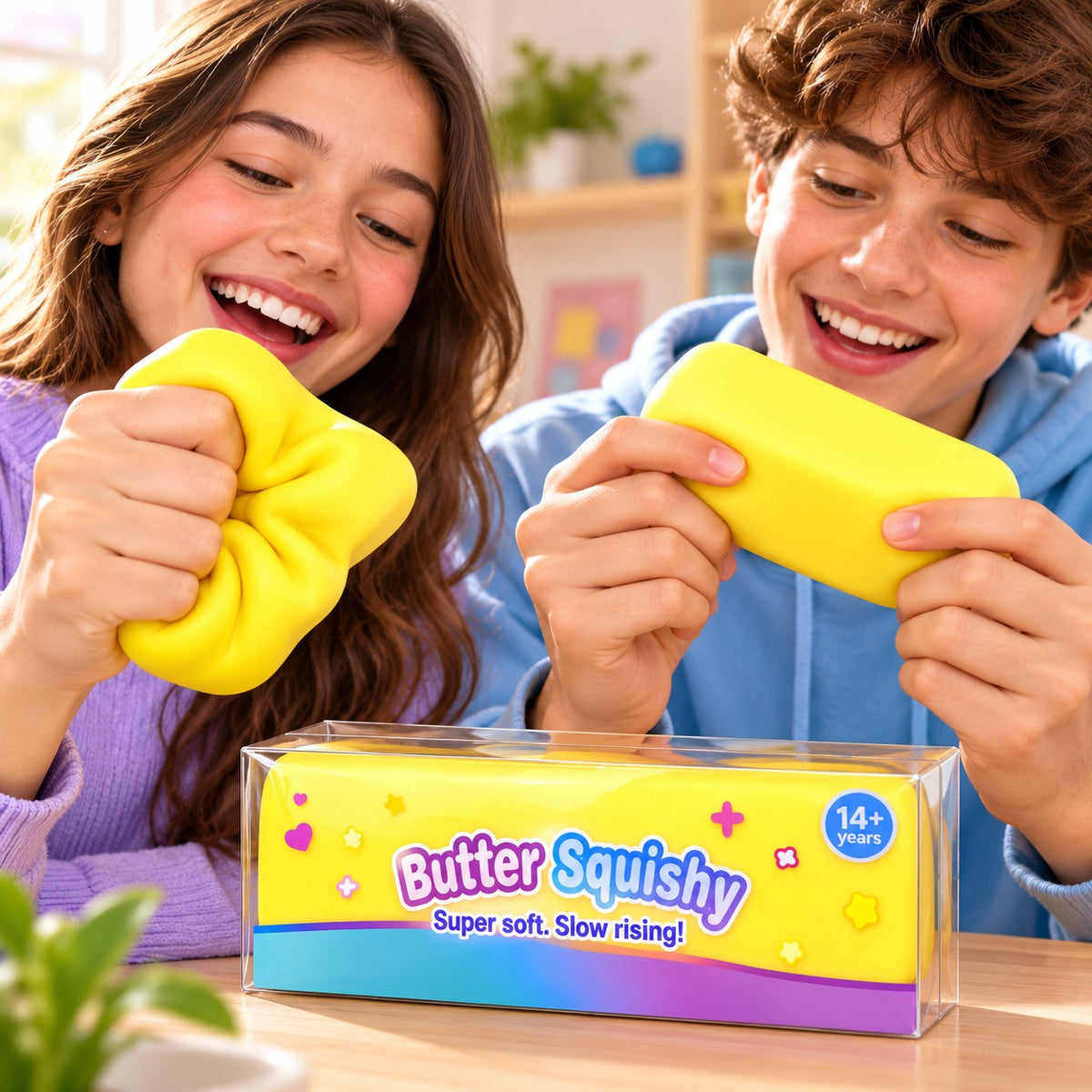 Super Soft Slow-Rising Crunchy Butter Squishy Toy for Stress Relief, Flexible Sensory Squeeze Toy 132g Size 13×5cm Yellow - | FIRST CHOICE