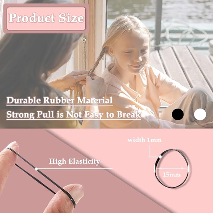 استكشاف ربطات شعر مطاطية سوداء صغيرة، توكات شعر مرنة غير قابلة للانزلاق لتسريحات الضفائر، عبوة من 6 قطع